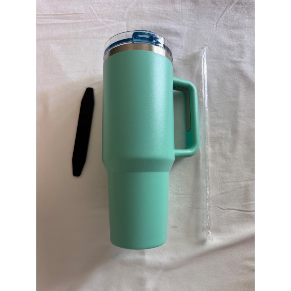 40oz Insulated Stainless Steel Tumbler with Handle and Straw Eucalyptus Green